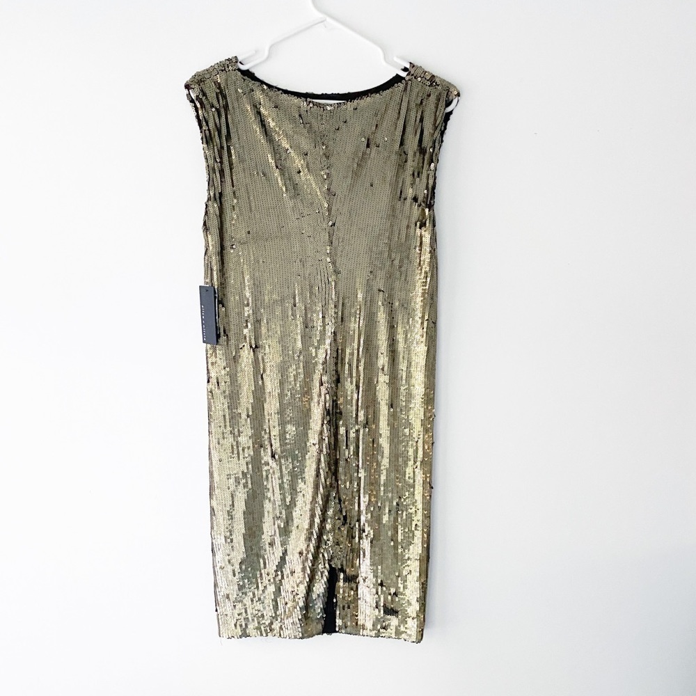 NWT Alice + Olivia Gold Sequin Sleeveless Shift Dress Party Cocktail Y2K Small - Picture 5 of 9